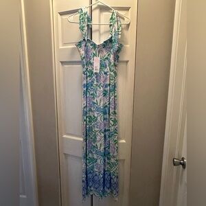 NWT LILLY PULITZER KAILUA SMOCKED MAXI DRESS SIZE M RESORT WHITE JUST A PINCH